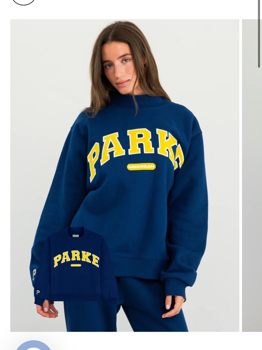 PARKER Oversized Navy mockneck with Yellow Lettering